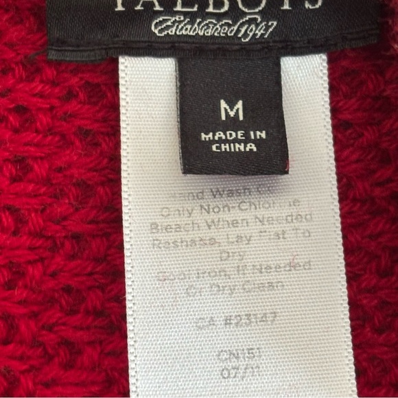 Talbots Knit Wool Blend Sweater Cardigan Medium Red Open Front Long Sleeve - Picture 11 of 15